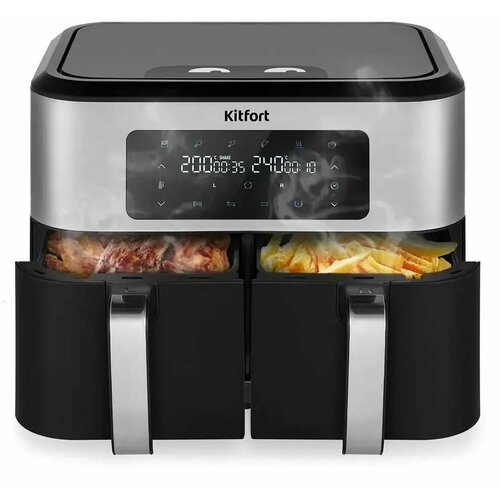 Аэрогриль KitFort КТ-2249 черный и серебристый 16087₽
