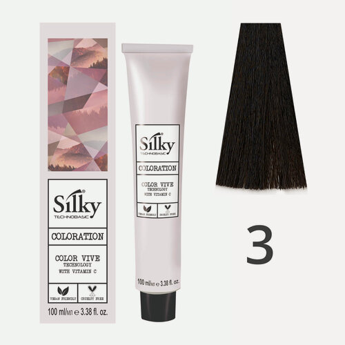 Изображение товара Краска для волос профессиональная Silky Color Vive/Ultralift 3 Темный каштановый натуральный, 100 мл