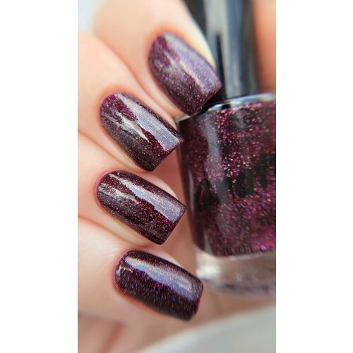 фото Grattol color nail polish space fantasy - лак для ногтей бордовый с шиммером, сушка без лампы, 17free, халяль, 9 мл