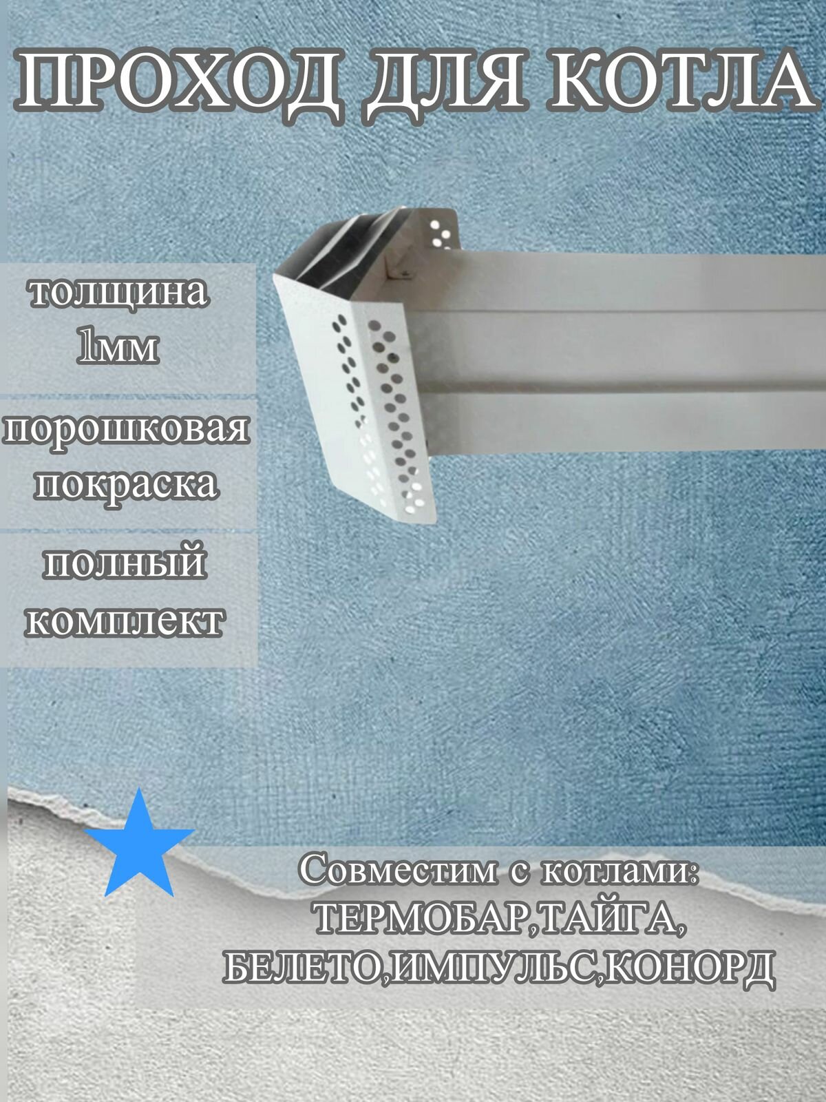 Дымоход для парапетного котла Термобар, Тайга, Белето, Импульс, Конорд. 7.5-10-12. кВт