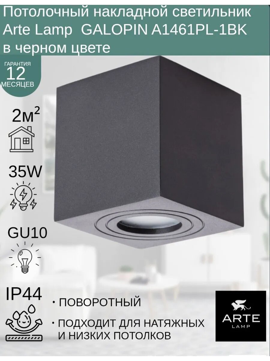 Светильник накладной Аrte Lamp A1461PL-1BK черный