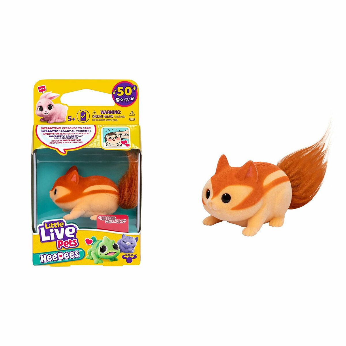 Moose Little Live Pets Needees Niblee Chipmunk / Электронная интерактивная плюшевые игрушки белки