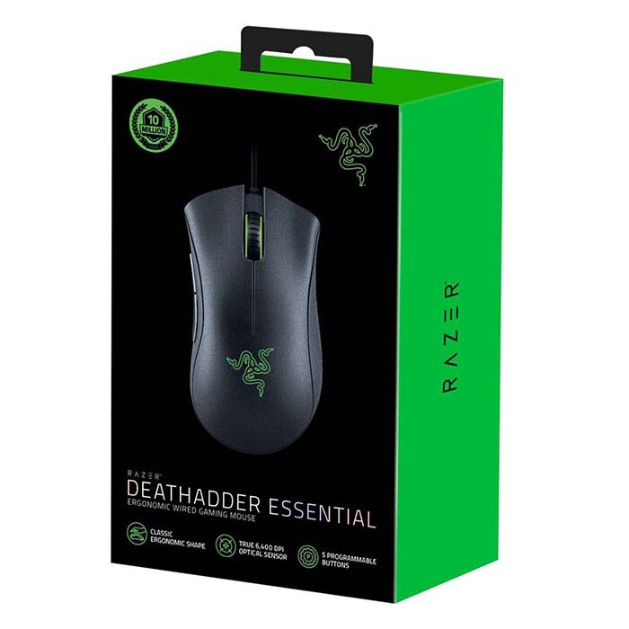 Razer DeathAdder Essential — игровая проводная мышь, оптический сенсор 6400 DPI, USB — фото 1