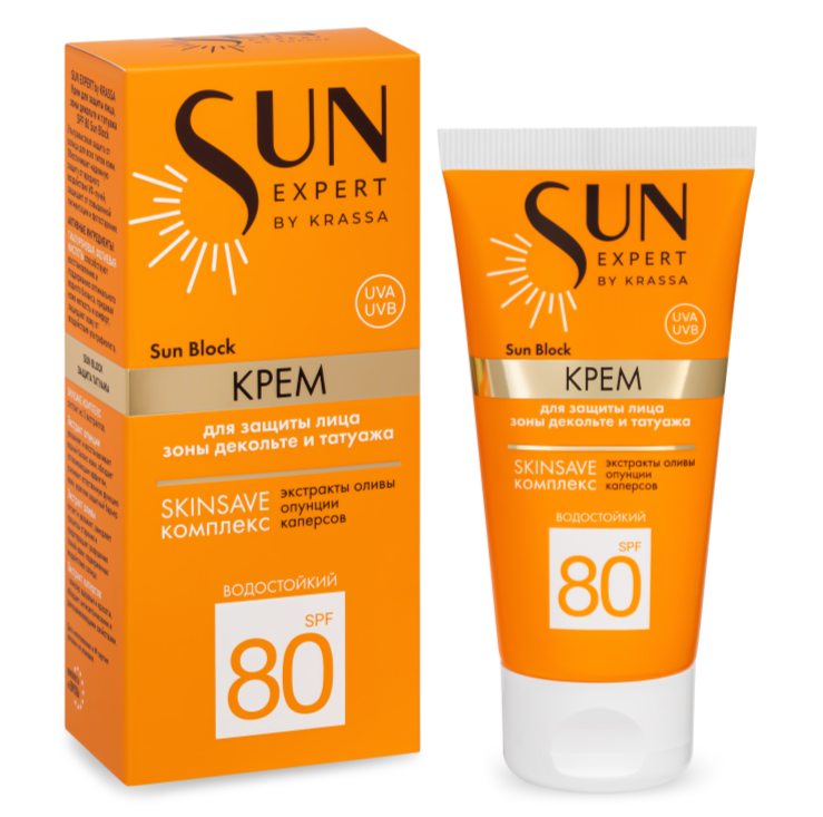 Крем солнцезащитный SPF-80 для лица, зоны декольте и татуажа Sun Expert Krassa 50 мл