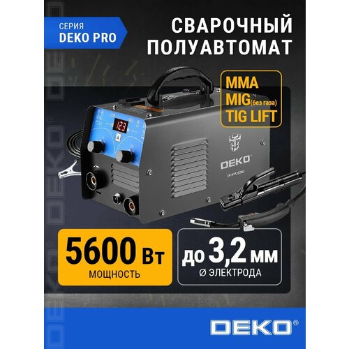 фото Сварочный полуавтомат deko dkwm200ng, mig без газа/mma/tig lift, 200а + проволока 0.5 кг