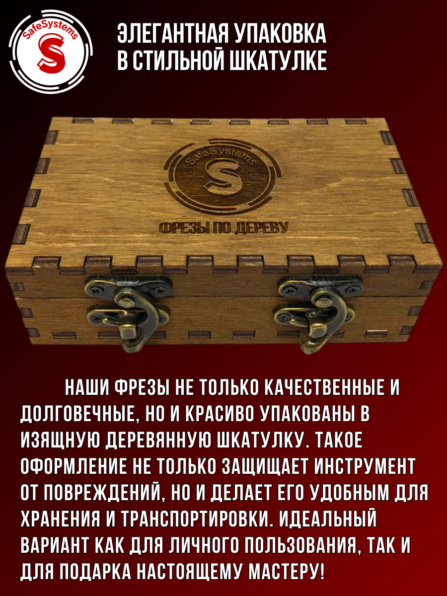 Набор фрез по дереву для скругления углов, хвостовик 6 мм, 5 шт, лезвия WC — фото 1