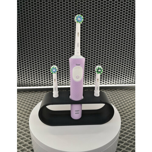 Подставка для одной электрической зубной щетки, с 2-мя держателями насадок, черная