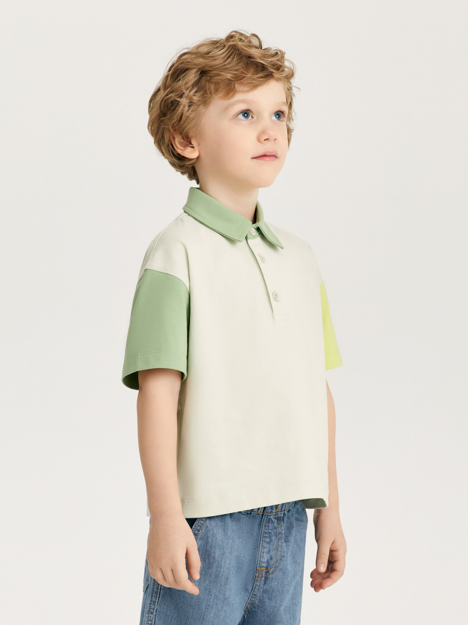 Поло Junion Color-block, размер 92, оливковый — фото 1