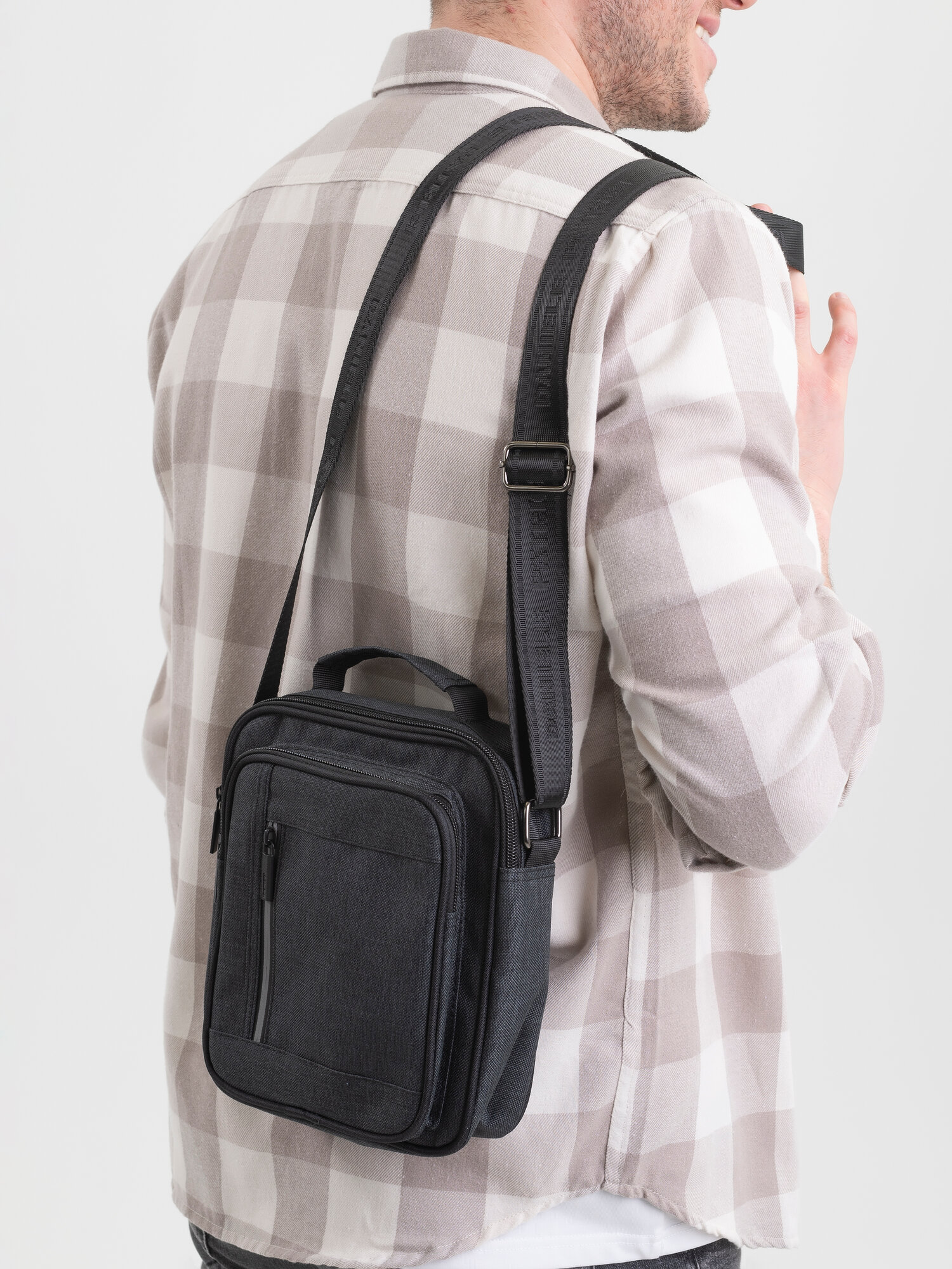 Сумка барсетка Daniele Patrici, фактура матовая, серый деним — фото 1