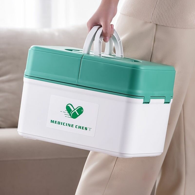 Аптечка домашняя большая контейнер органайзер для хранения лекарств и таблеток с замком14л