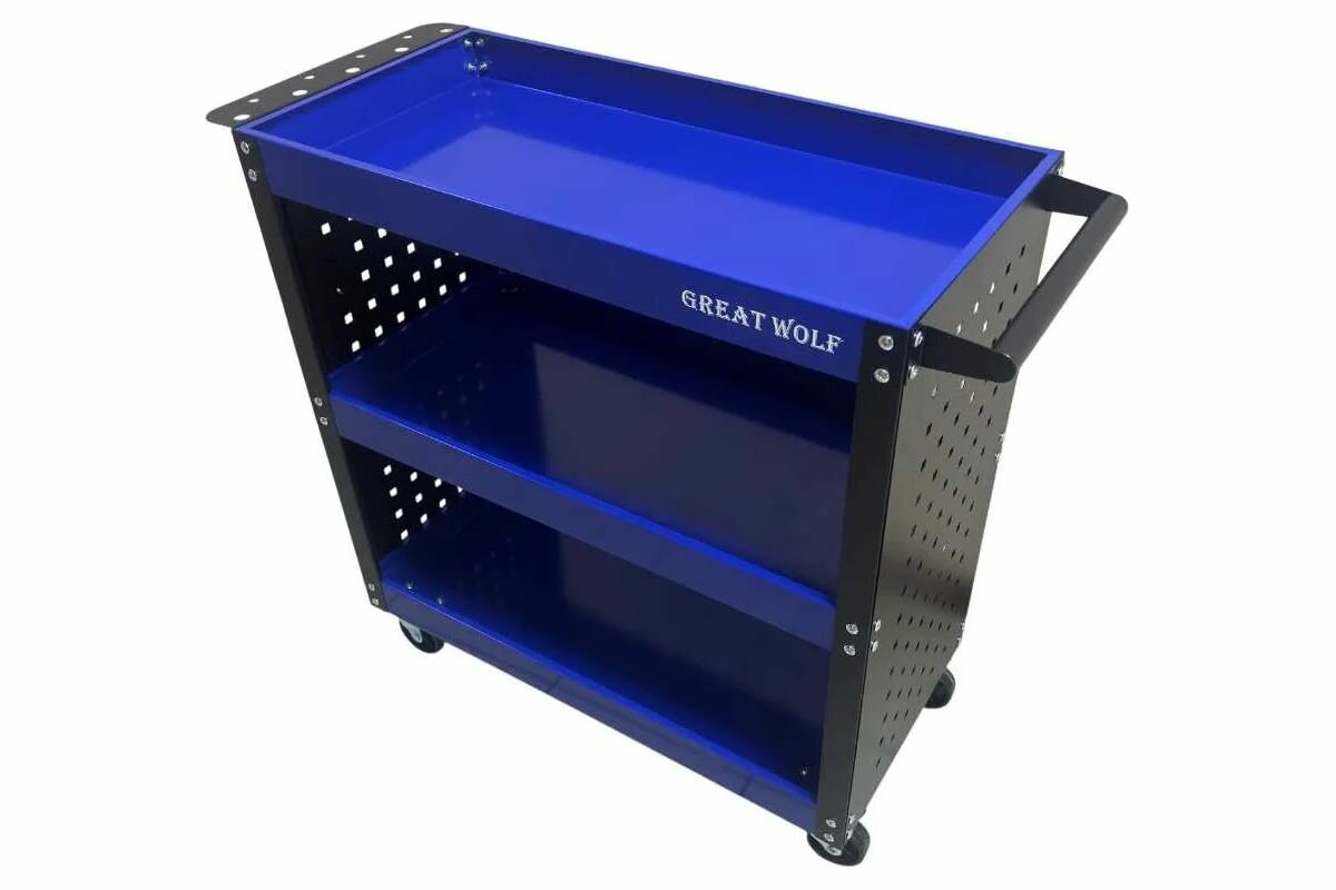 Инструментальная тележка Great Wolf 3 полки с перфорацией синяя GW-3ST3 BLUE