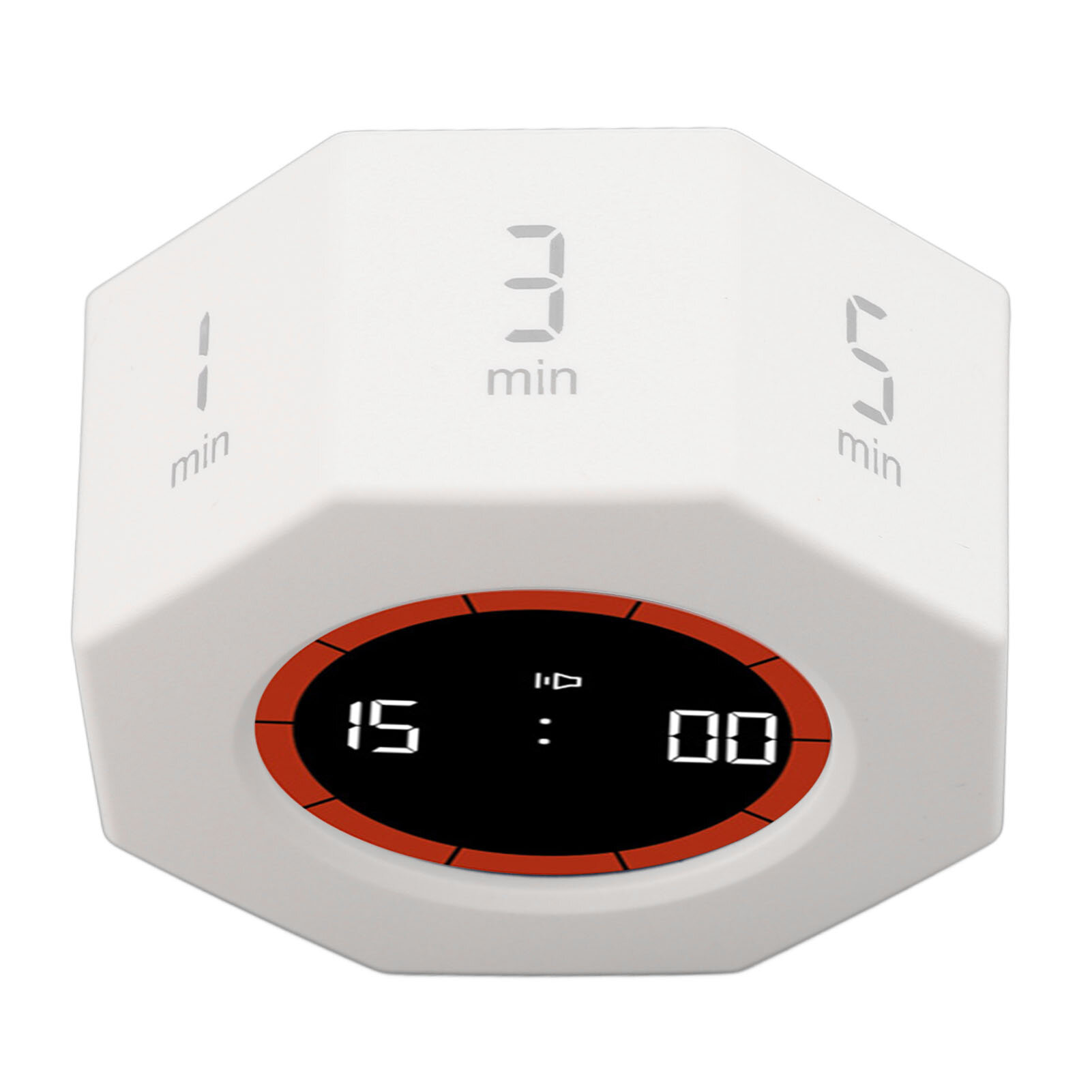 Изображение Таймер Octagon Timer Cube, настольный, с датчиком G, для работы, учебы, кухни, с настраиваемым обратным отсчётом 1, 3, 5, 15, 30, 60, 90 мин, белый