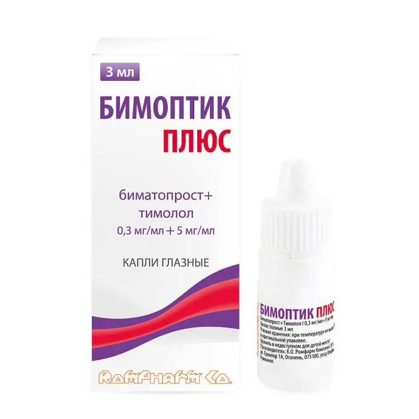 Бимоптик Плюс капли глазные 03 мг5 мгмл 3 мл 1 шт