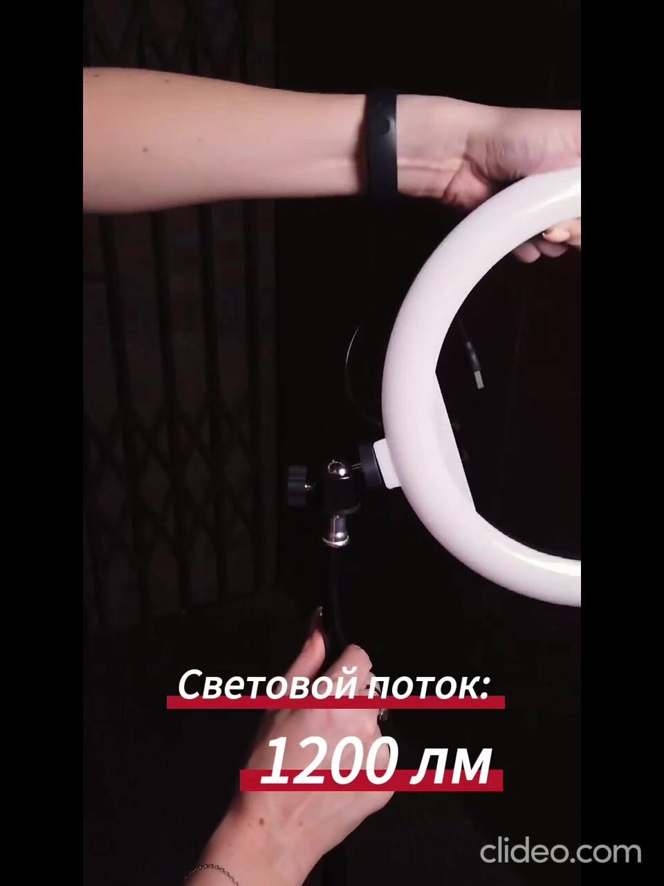 Кольцевая селфи лампа RBG цветная, со штативом, светодиодная 30 см — фото 1