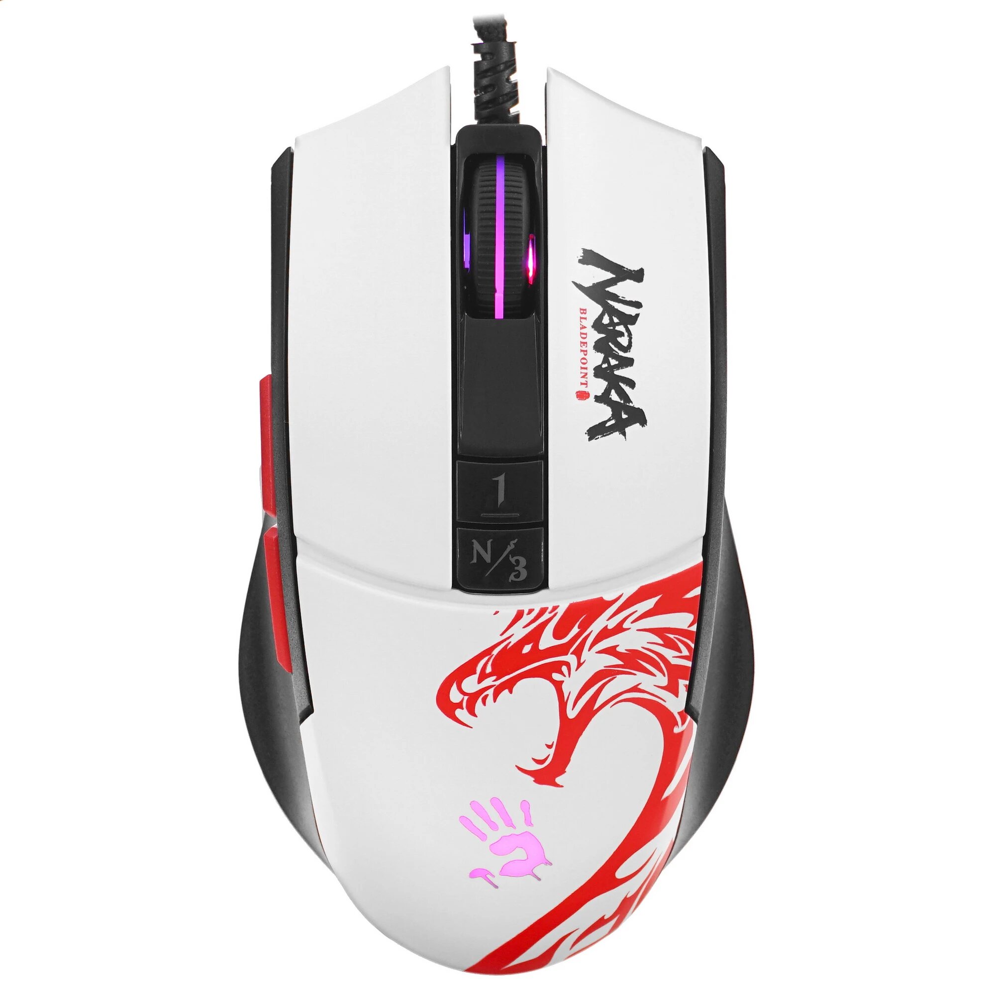 Мышь проводная A4Tech Bloody L65 Max Naraka [L65 MAX NARAKA] белый, 12000 dpi, светодиодный, USB Type-A, кнопки - 7