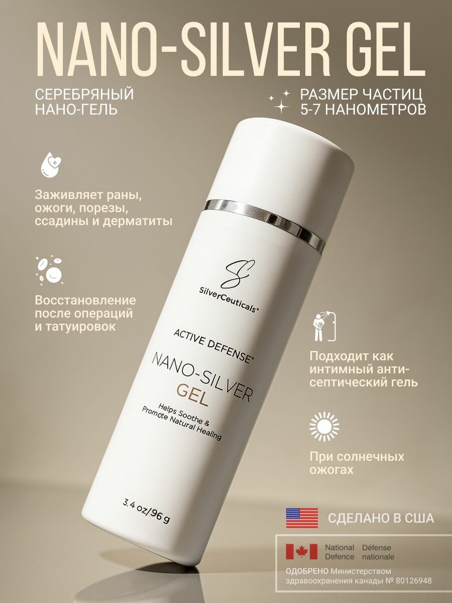 Гель из нано-серебра SilverCeuticals Nano-Silver, 32 PPM, 96мл, заживляющий и увлажняющий, без спирта и парабенов