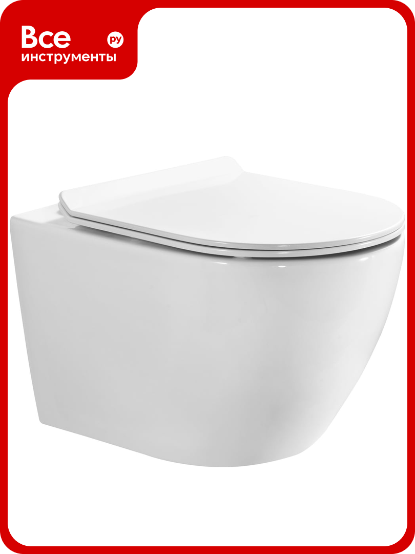 Унитаз подвесной BOND Oval со смывом торнадо безободковый белый с сиденьем с микролифтом F12-10