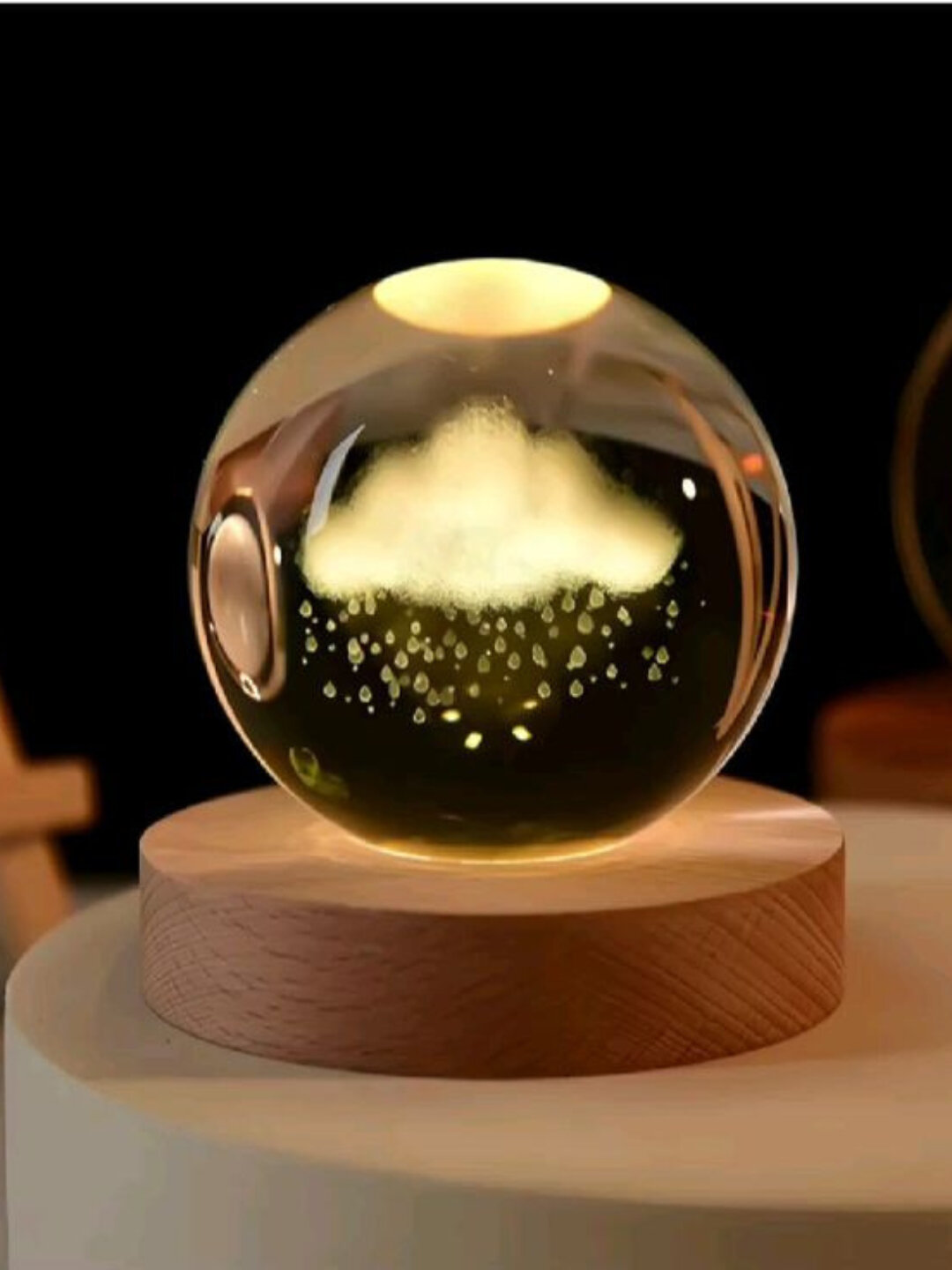 Хрустальный шар ночник 3D, антистресс, настольный светильник, 6 см, лампа LED - Бежевый