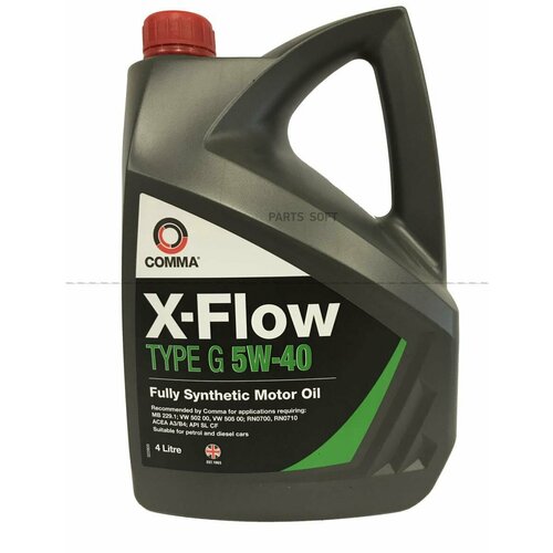 COMMA 5W40 X-FLOW TYPE G (4L) масло моторное! синт.\ API SL/CF, ACEA A3/B4, MB 229.1, VW 502/505 00 от официального дистрибьютора, производитель - COMMA, артикул XFG4L