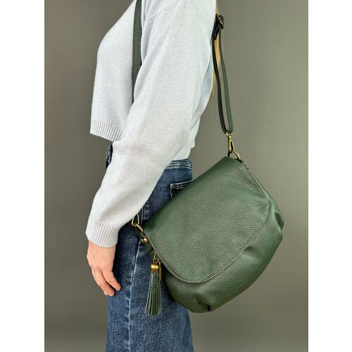 фото Сумка кросс-боди sefaro, фактура зернистая, зеленый