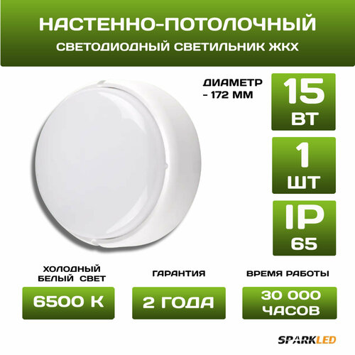 Настенно-потолочный светильник ЖКХ Sparkled 15 Вт 6500К IP65