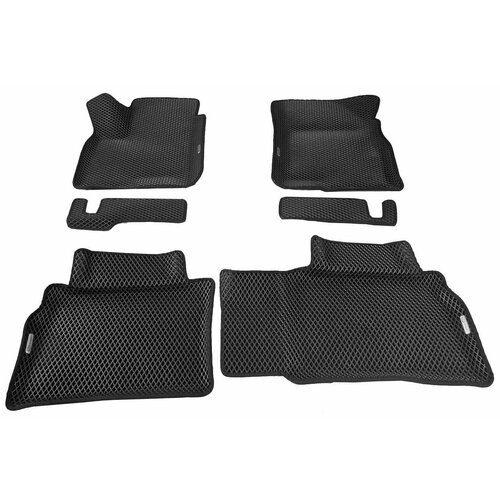 Ковры в салон 3D EVA для Chery Tiggo 8 Pro. Комплект из 18 ковров. 4 логотипа. Цвет Черный/Черный