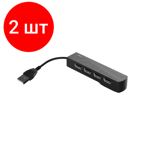 Комплект 2 штук, Разветвитель USB Ritmix CR-2406 black (USB хаб) на 4 порта USB (15119260) usb разветвитель с 1 штекера на 2 порта