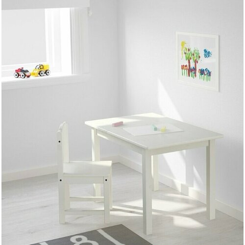 Детский комплект мебели икеа стол детский икеа Криттер 59x50 см белый Стул икеа Сундвик белый 13300₽