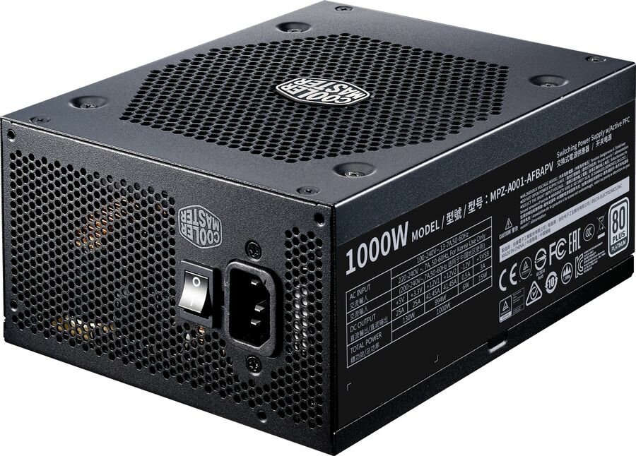 Блок питания Cooler Master V1000, 1000Вт, 140мм, черный, retail [mpz-a001-afbapv-eu]