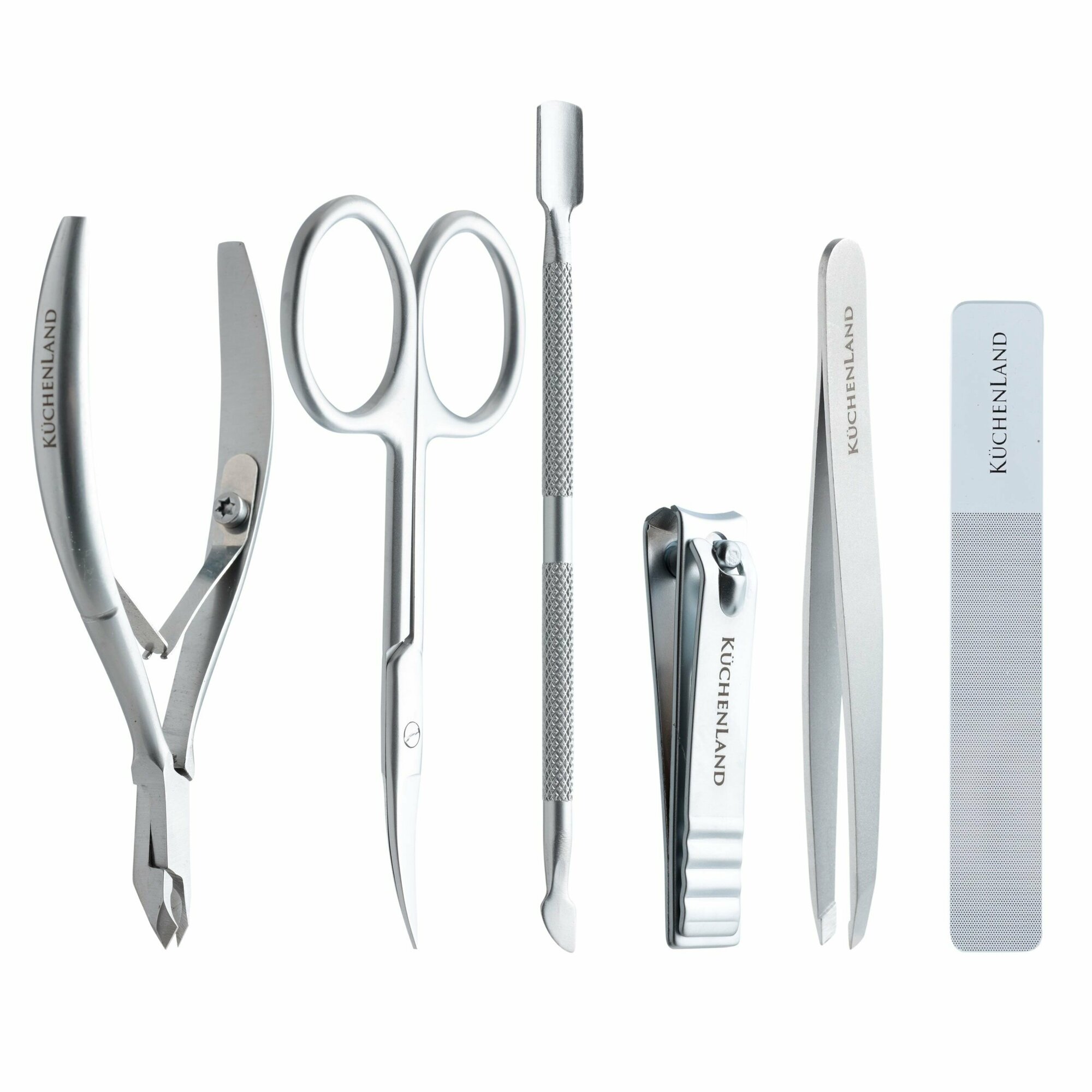 Набор маникюрный, 7 пр, в футляре, сталь/стекло/искусственная кожа, бежевый, Manicure