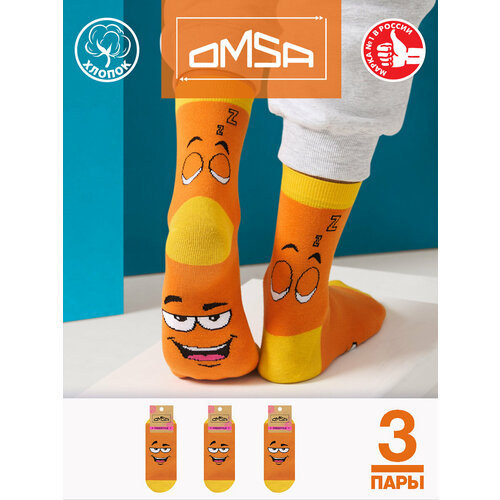 фото Носки omsa, 3 пары, размер 35-38 (23-25), оранжевый