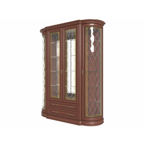 Витрина «Василиса» высокая 4-х дв. (витраж мозаика), махагон