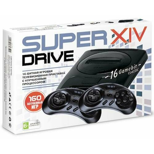 игровая приставка 16 gamebit super drive 2 62в1 черная классика Игровая приставка 16 bit Super Drive Classic S14 (160 в 1) + 160 встроенных игр + 2 геймпада (Черная)
