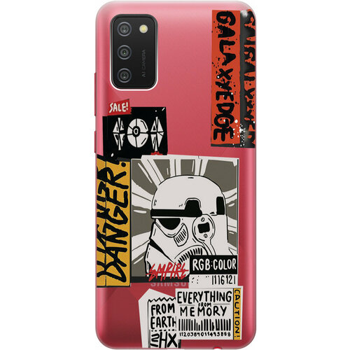 Силиконовый чехол на Samsung Galaxy A02s, Самсунг А02с с 3D принтом Stormtrooper Stickers прозрачный силиконовый чехол на samsung galaxy a02s самсунг а02с с 3d принтом stormtrooper stickers прозрачный