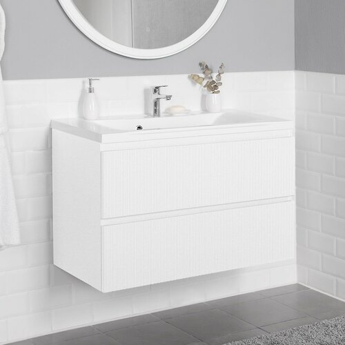 Тумба с раковиной Катерина 100 подвесная Белый