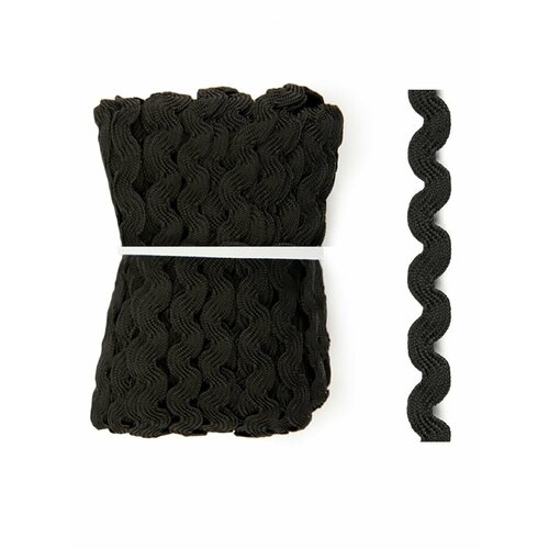 Тесьма декоративная ЗИГ-ЗАГ цвет - Черный 5 мм 20 м 377₽