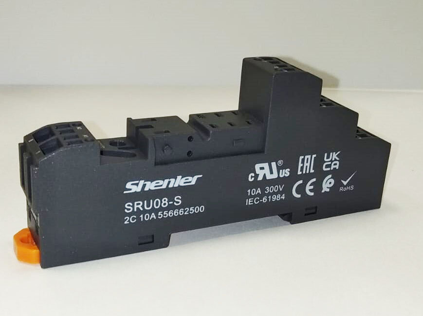 SRU08-S Цоколь 10A (300V) пружинный зажим черный на рейку DIN35 для RFT2CO 46.52 G2R-2 KRI2