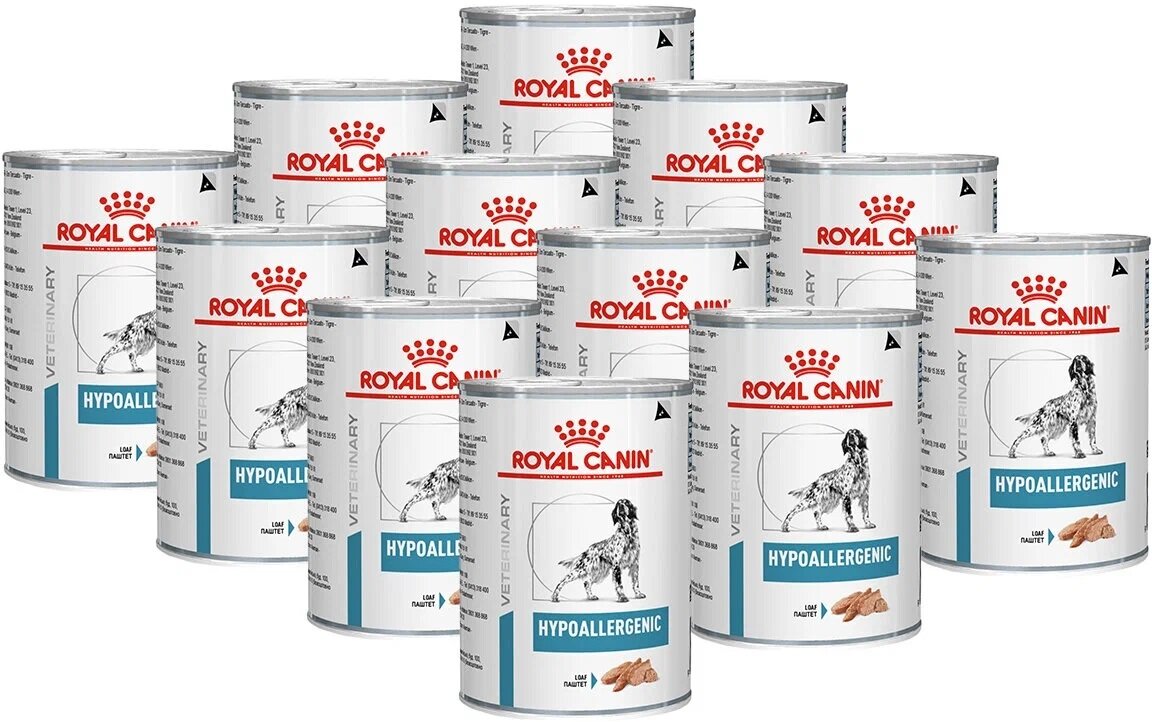 Влажный корм для собак Royal Canin Hypoallergenic, при аллергии 1 уп. х 12 шт. х 400 г