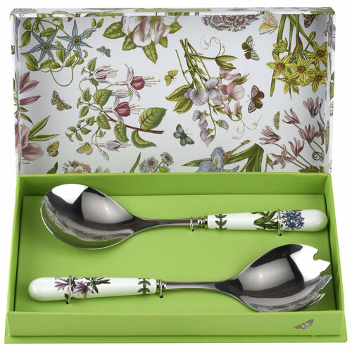 Набор из 2-х приборов для салата из нержавеющей стали с фаянсовыми ручками 25 см белыйдекор серия Botanic Garden Portmeirion PRT-BG1107 5680₽