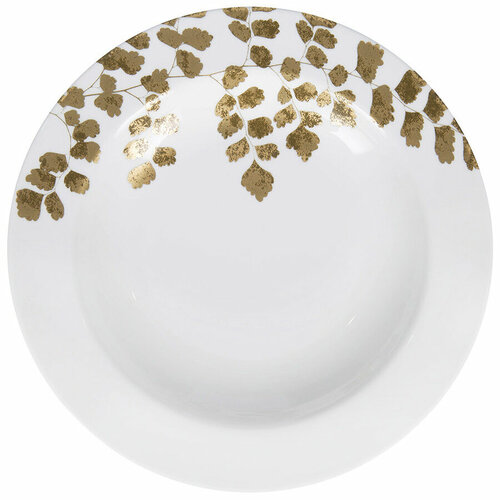 Тарелка суповая из костяного фарфора, 22 см, белый/золотистый, серия Vera Wang Jardin, Wedgwood, WGW-40033719