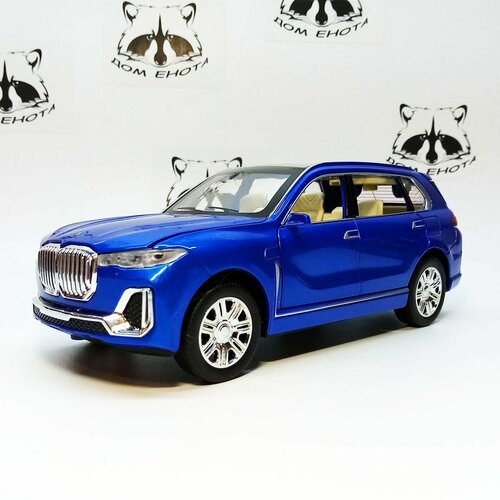 Машинка BMW X7 металлическая модель 1:24 БМВ Х7 с дымом внедорожник синий 21см машинка коллекционная bmw x7 бмв х7 chezhi 1 24 открываются двери капот багажник свет звук инерционная