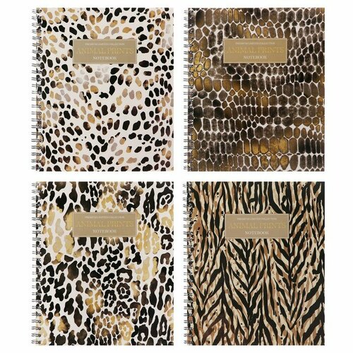 Тетрадь 96л кл на гребне Animal Print, обл мел карт, лам SoftTouch, бл офс, 4В микс полиграф принт тетрадь 96л кл бесконечность обл мел карт металл выб уф лак бл офс 60 65г м2 5в м