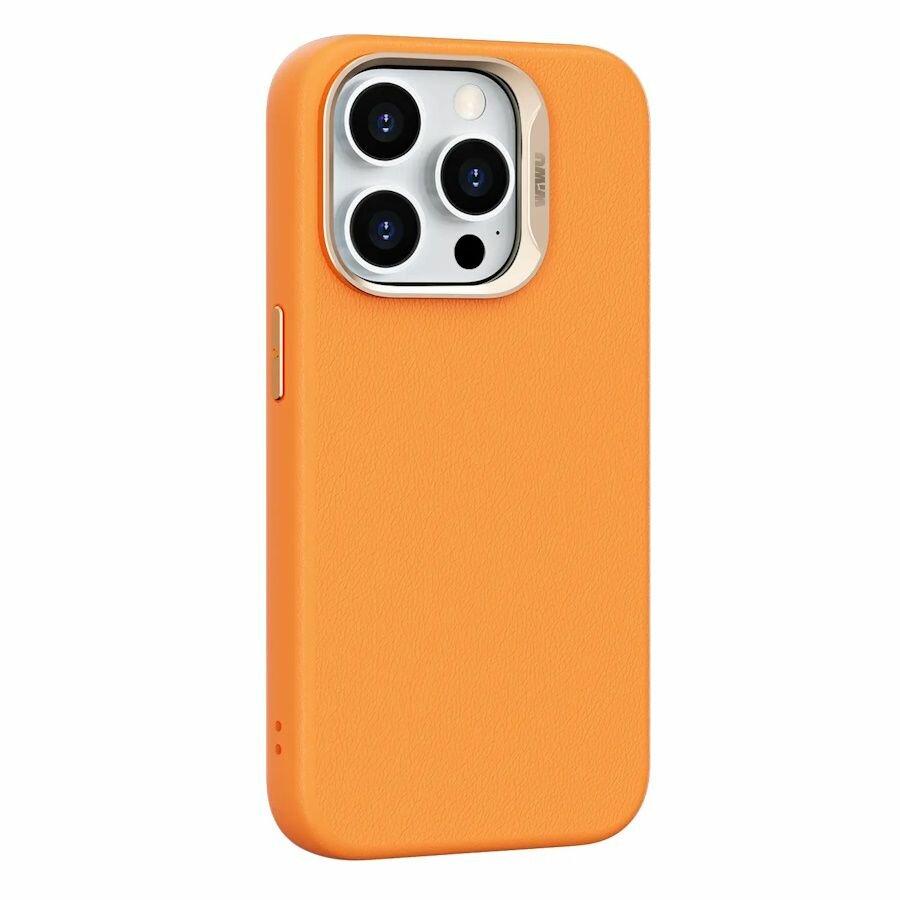 Чехол на айфон кожаный WiWU Vegan Leather SP-019 для iPhone 15 Pro Max с поддержкой MagSafe - Оранжевый