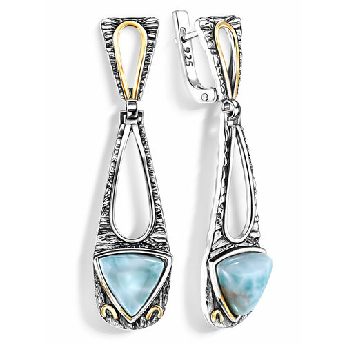 Серьги серебро, 925 проба, ларимар