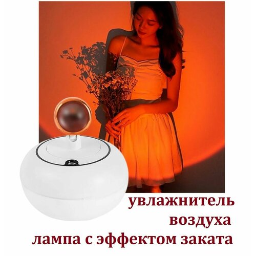 Мини увлажнитель воздуха настольный для дома Ночник со световым эффектом заката белый 145900₽