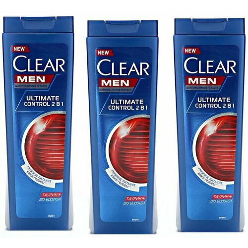 Clear Шампунь Men 2 в 1 Ultimatum Control, 400 мл, 3 уп шампунь clear men phytotechnology против перхоти 400мл мужской