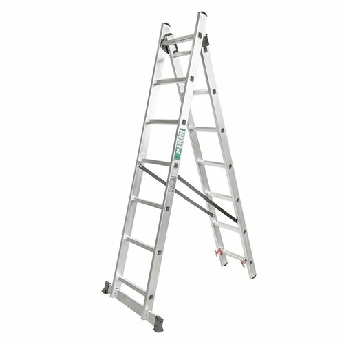 Лестница комбинированная двухсекционная 2х7ступенек max нагрузка 150кг вес 62кг FORCEKRAFT FK-BL-E207 9055₽