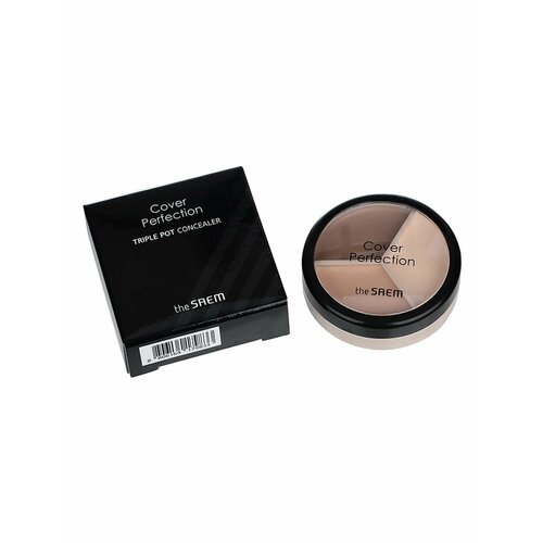 Консилер для лица Cover Perfection Triple Pot Concealer 02 Contour Beige, 4,5 гр, THE Saem