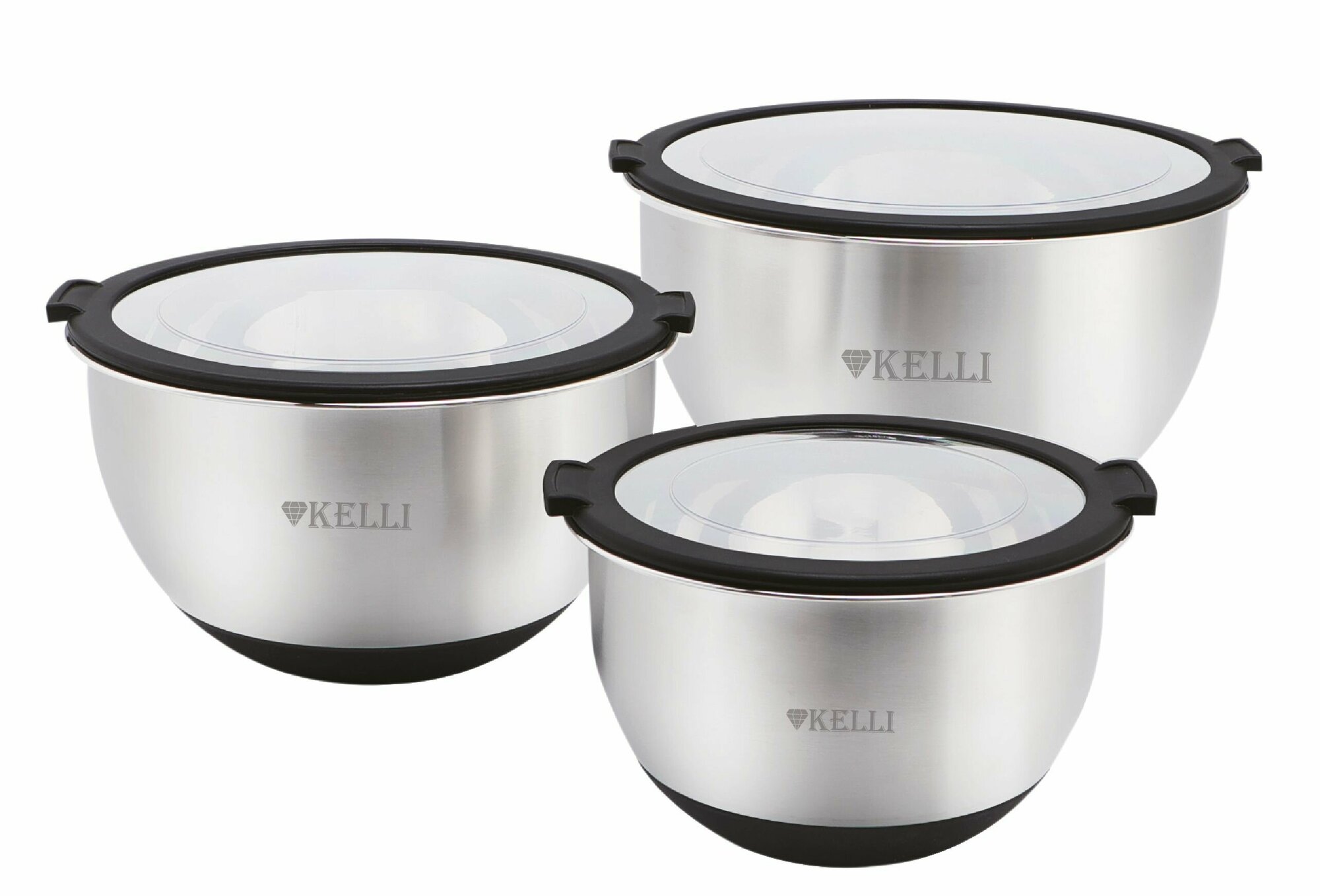 фото Набор мисок с крышками Kelli KL-233 Черный