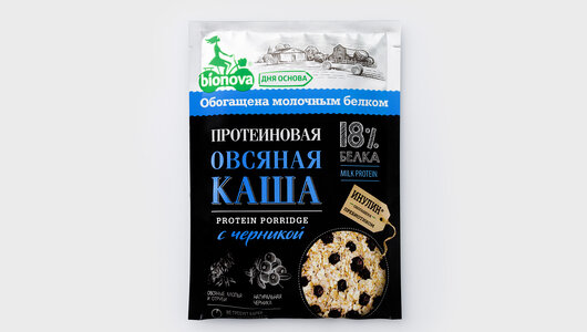 Протеиновая каша быстрого приготовления "Бионова" овсяная с черникой 40 гр.